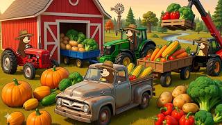 Bear Farm: Potato Harvest Day 🥔🚜 Farm Work & Market Delivery | Realistic Farm Vehicles Animation