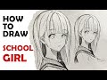 How to draw Anime SCHOOL GIRL [No Timelapse]