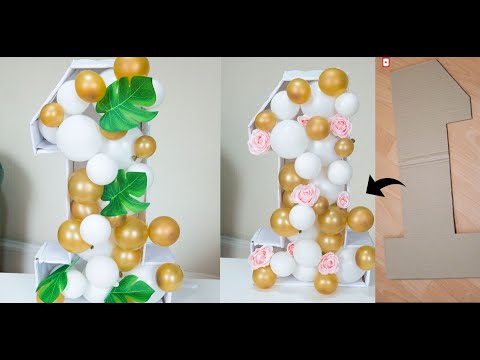 Cheap & Easy Mosaic Balloon Number From Cardboard|Dollar Tree Diy Party Decor