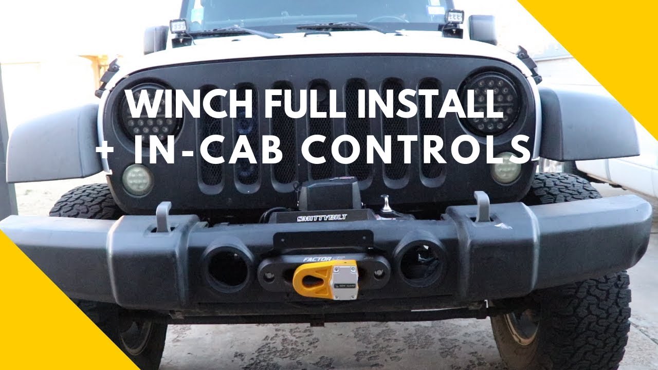 Jeep JK Factory Bumper Winch Full Install [Smittybilt XRC 9500, In-Cab  Controls, Factor55] - YouTube