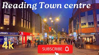 Saturday Night walk | Reading Town Centre | Night Time { 4k HDR } #unitedkingdom #reading #townhall