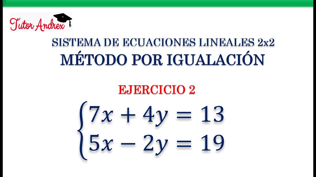 Sistema de Ecuaciones Lineales 2x2 - Método de IGUALACIÓN - Ejercicio 2