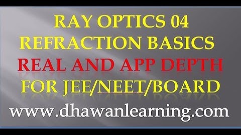 77. NEET/JEE/2019 RAYOPTICS 04 BASICS of REFRACTION, Real and Apparent Depth