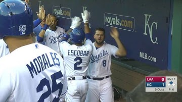 LAA@KC: Zobrist rips RBI double for 1st-inning lead