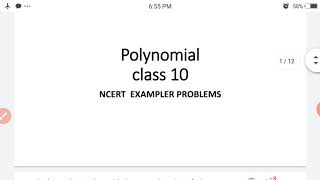 Polynomial,  NCERT exemplar problems,  Class 10. screenshot 3