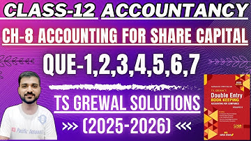 ACCOUNTING FOR SHARE CAPITAL CLASS 12 | ACCOUNTS | CH 8 | TS GREWAL | Q-1,2,3,4,5,6,7 |BALANCE SHEET