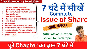 #7 Issue of Shares ONE SHOT 🎯 | Class 12th Accounts | Board 2026