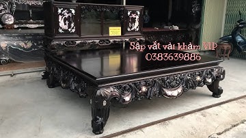 Sập vắt vải cổ khảm ốc đỏ lửa singapore sập tam sư đẹp và tinh tế | khảm ốc đẹp Triệu Khảm Trai