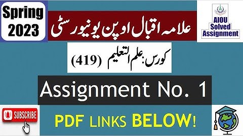 ⏩ AIOU Code 419 Solved Assignment No.1 Spring 2023 || Subject: Education || Level: BA/B.Com