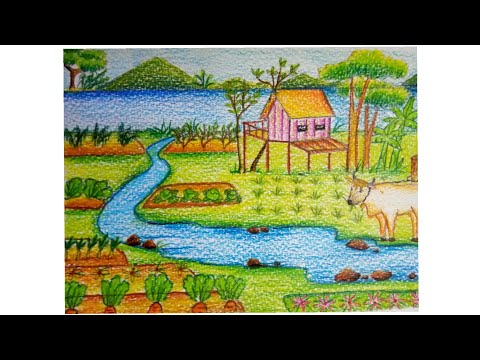 วาดรูปเศรษฐกิจพอเพียง สีไม้