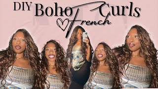 FULLY DETAILED BOHO French curl Tutorial | knotless Braids🌱