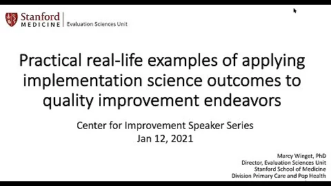 Applying Implementation Science outcomes to quality improvement.