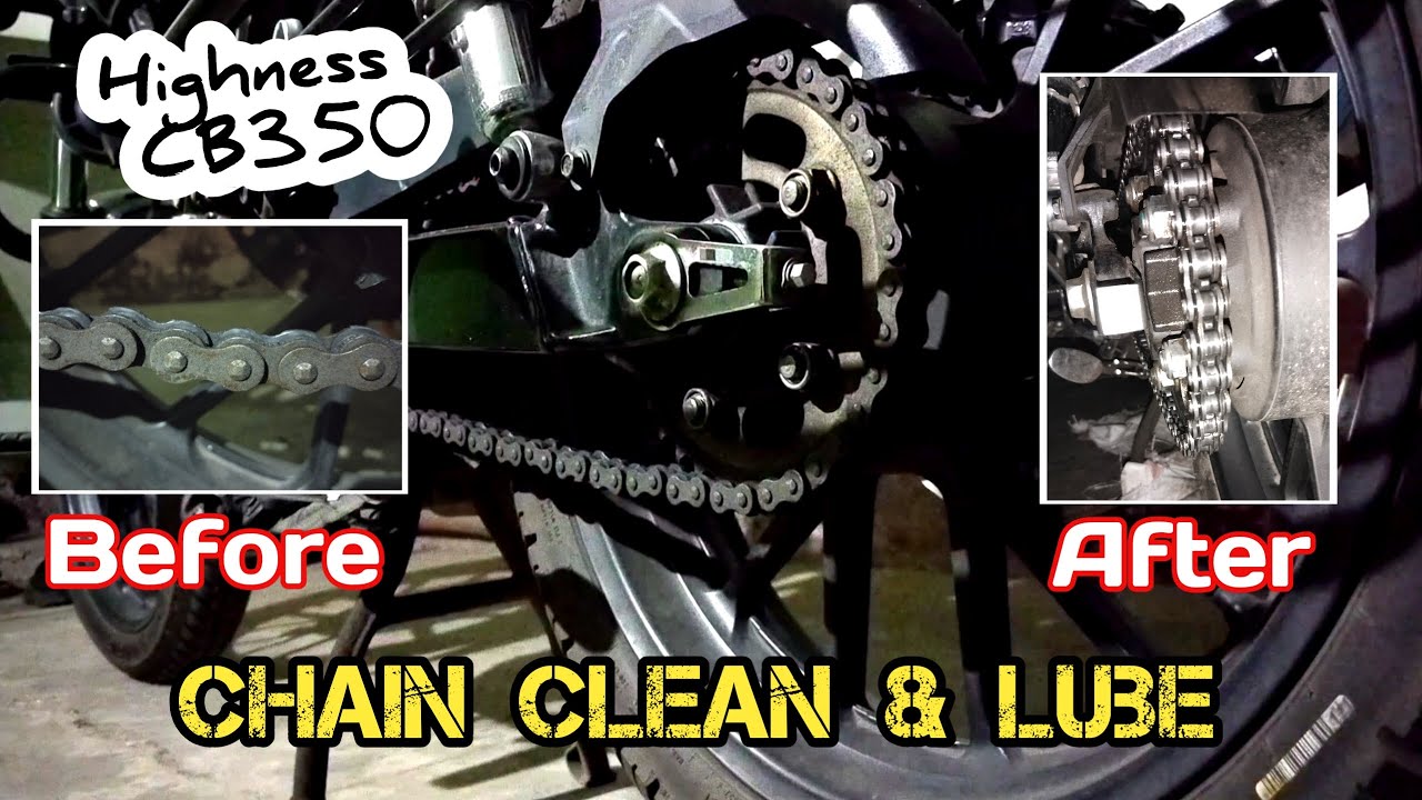 Honda Highness CB350 How to Clean and lube bike chain Motul bike chain lube YouTube