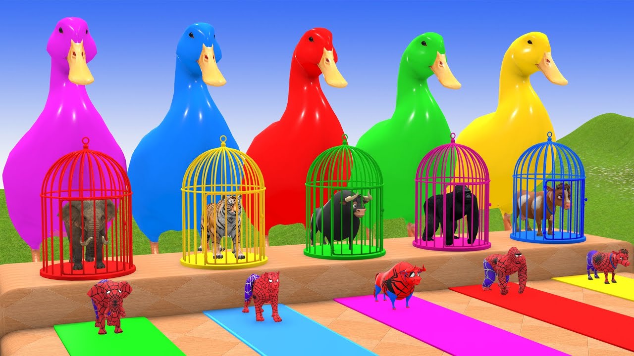 Long Slide Game With Elephant Gorilla Buffalo Hippopotamus Tiger 3d Animal Game Funny 3d Animals