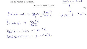 EDEXCEL IAL C12 JUNE 2017 Q13a  Trig Identities