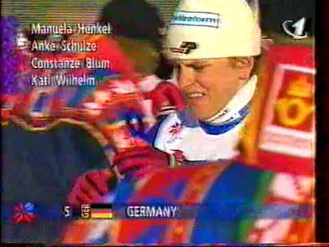 Видео: Лыжные гонки. Чемпионат мира 1997. Тронхейм. Эстафета 4х5. Женщины