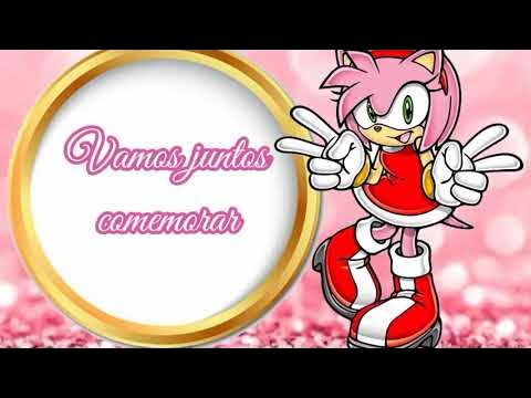 Convite Digital Amy Rose- Sonic