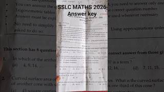 SSLC MATHS 2026|answer key|