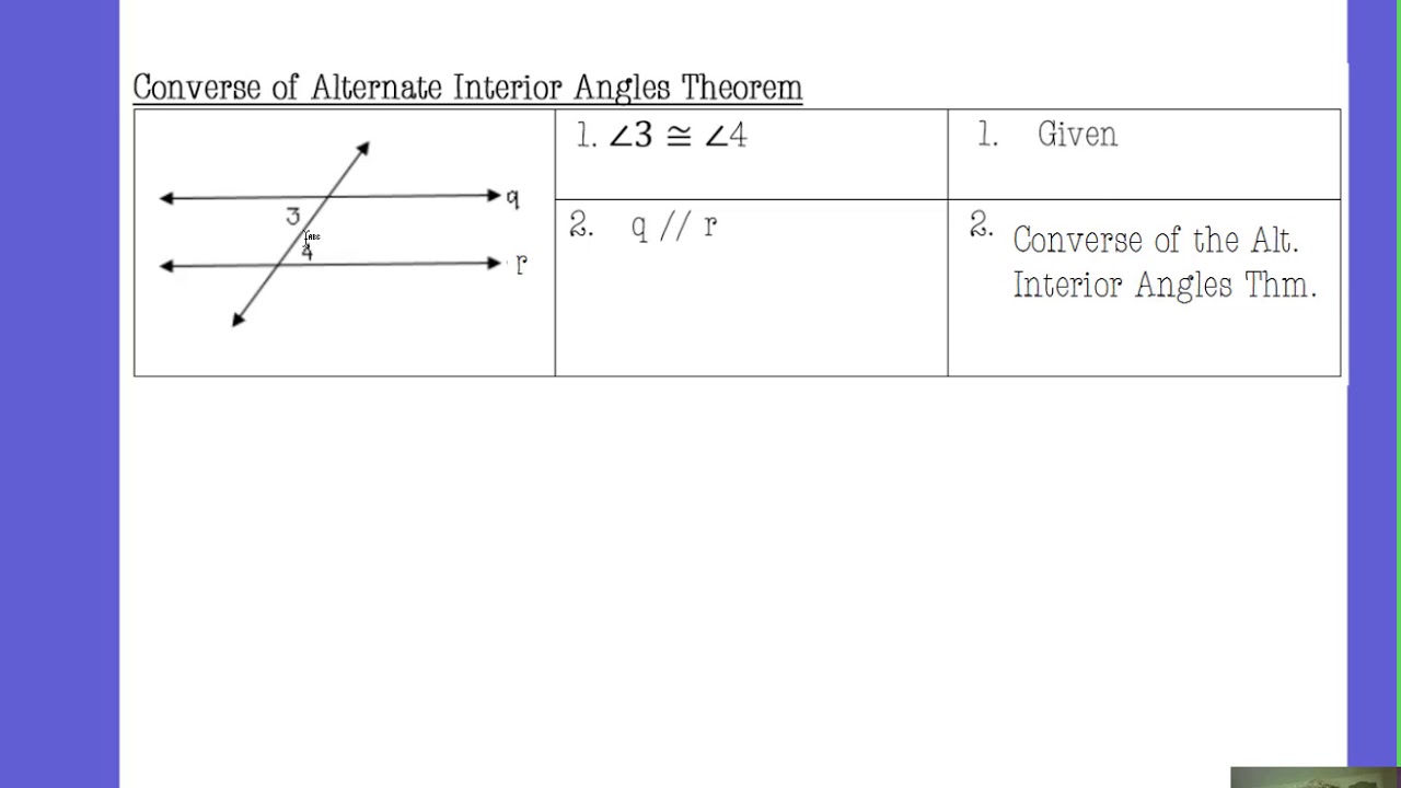 3 5 Proving Lines Are Parallel Converse