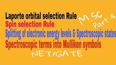 Electronic Spectra | Inorganic Chemistry | Laporte & Spin selection rule | M.SC | NET | GATE |Hindi|