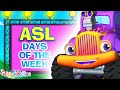 ASL Days Of The Week | American Sign Language for Kids | Monster Truck Videos | Gigglebellies