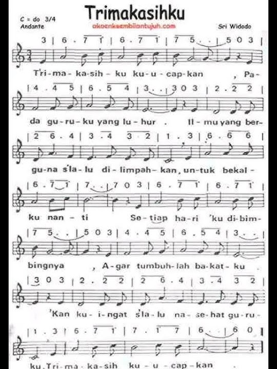not angka lagu nasional | Terimakasihku