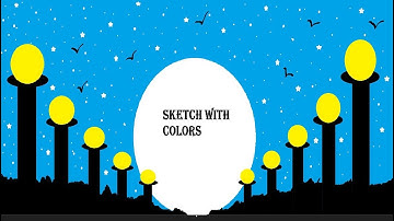 Glowing Lamps & Night Sky Scenery Drawing |  How to Draw in Ms Paint | MS Paint Drawing in Computer