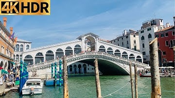 Venice Rialto Bridge 2022 Walking Tour | Grand Canal Virtual Summer Walk Italy | [4K FULL HD]