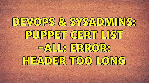 DevOps & SysAdmins: puppet cert list -all: Error: header too long (2 Solutions!!)