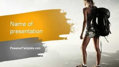 Woman Hiker with Backpack PowerPoint Template by PoweredTemplate.com