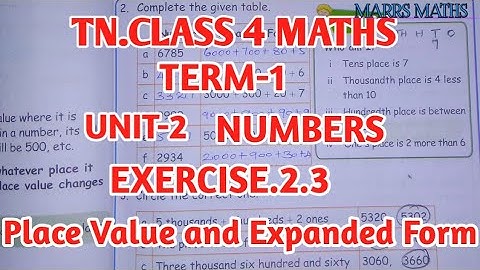 tn class 4 maths chapter 2 Numbers exercise 2.3/samacheer maths class 4/marrs maths