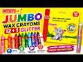 Camel Jumbo Wax Crayons 12 + 1 Glitter Unboxing and Review In Hindi