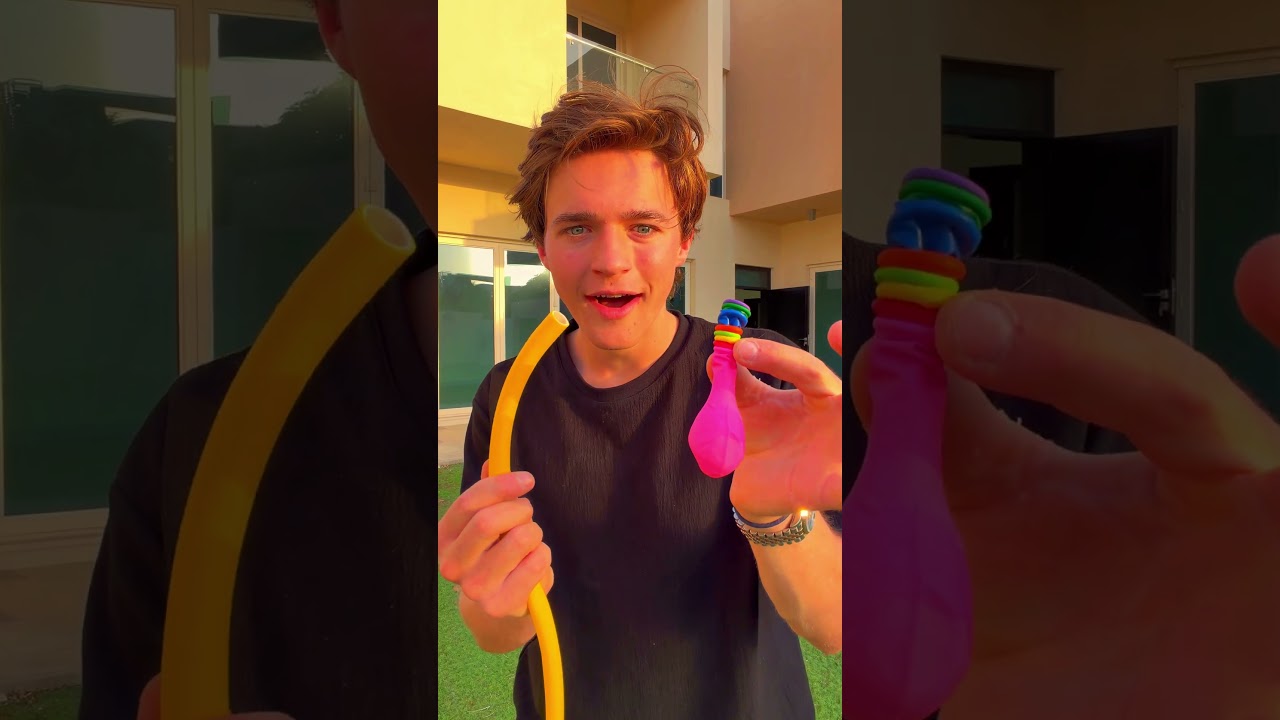 Water balloon popping slowmo