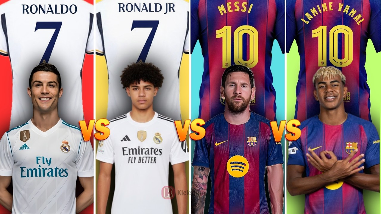 Comparison: Ronaldo vs Messi vs Lamine Yamal vs Ronaldo Jr