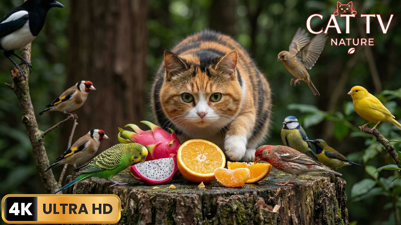 Cat TV For Cats To Watch 😺 Colorful Birds, Ducks & Squirrels 4K HDR | Cat TV Nature