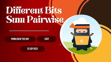 Different Bits sum Pairwise | Problem of the day | Easy Problem | Coding Ninja  | #raju777