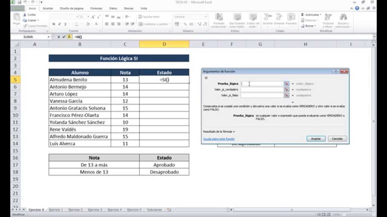 MS Excel 2010 - Funciones lógicas - YouTube