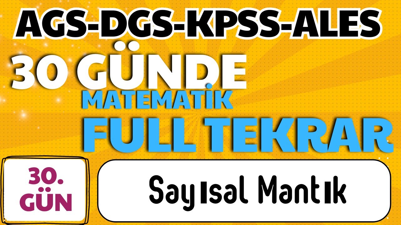 30 GÜNDE FULL TEKRAR  MATEMATİK KAMPI 30. GÜN  #ags #dgs #kpss #ales #matematik