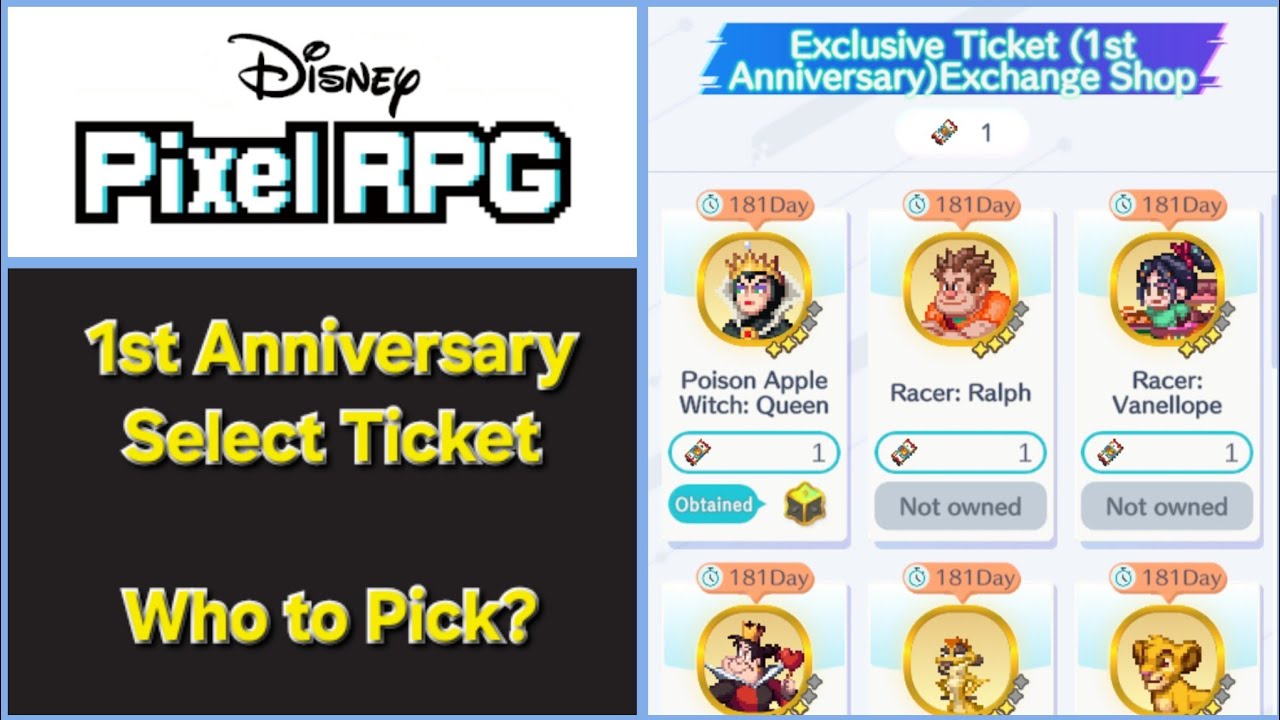 Disney Pixel RPG | Билет на первую годовщину Unit of Choice Select — Кого выбрать?
