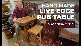 Hand Made Live Edge Pub Table and Bar Stools at Nest