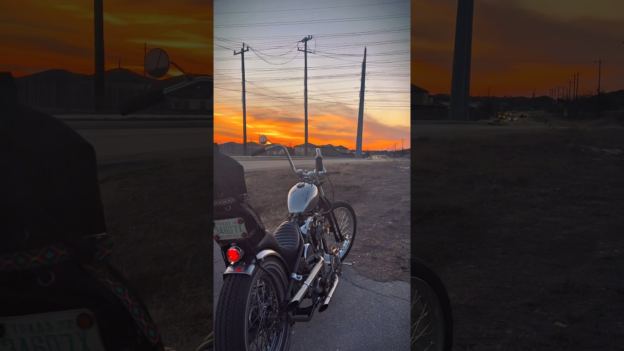 Sunset views 🤩    #shovelhead #shovelheadchopper #chopper