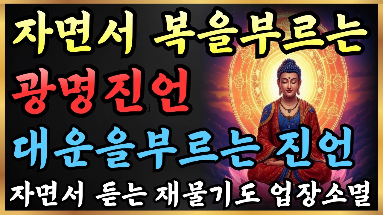 [광명진언] 재물운을여는 신성한진언으로 운명이 풀리고 대운이 들어옵니다, 나쁜운을 좋은운으로 바꾸는 광명진언의 힘ㅣ광명진언ㅣ자면서 듣는 부처님 말씀ㅣ불교명언