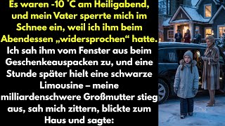 „An Weihnachten sperrte Dad mich bei –10°C aus… bis meine tote Milliardär-Oma auftauchte!“