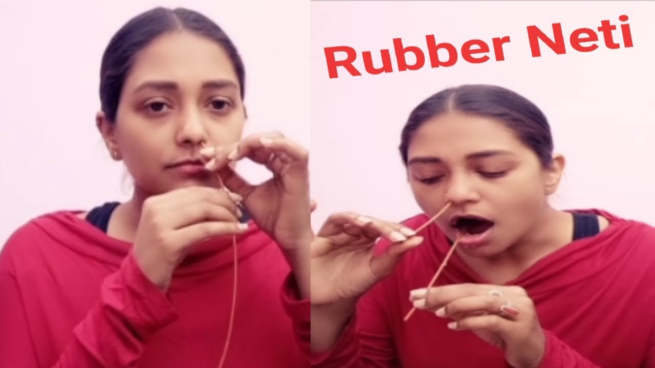 How to do Sutra neti (Rubber neti) - YouTube