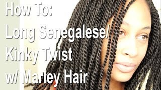 How to: long senegalese | kinky twist w/ marley hair | close up video