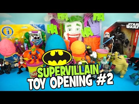 Batman Supervillains Toys & Play-doh Surprise Eggs Opening! by KidCity