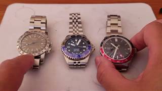 Steinhart Ocean 39 500 GMT VS Glycine The Chief GL0251 VS Christopher Ward C65 Trident Vintage GMT