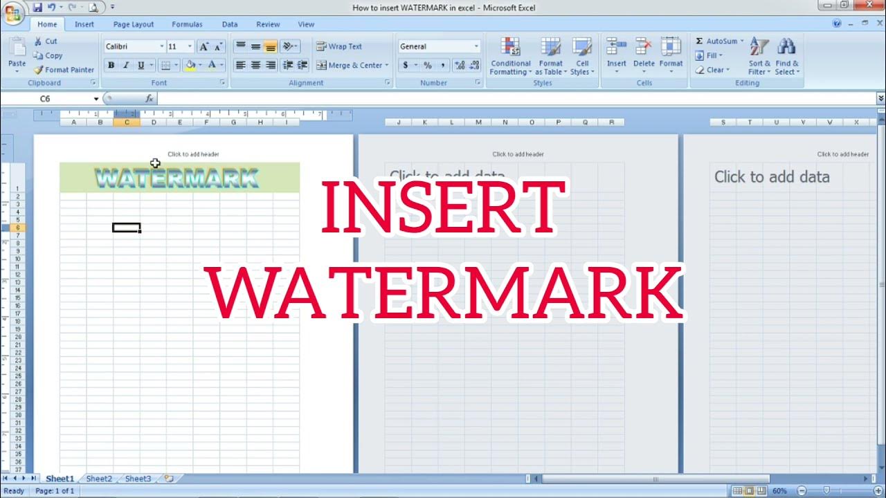 How to insert background WATERMARK in excel YouTube