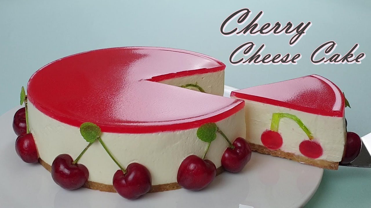 ⁣노오븐으로 아름다운 체리 치즈케이크 만들어요 / No-oven / How to make a lovely cherry cheesecake /No Bake / Recipe
