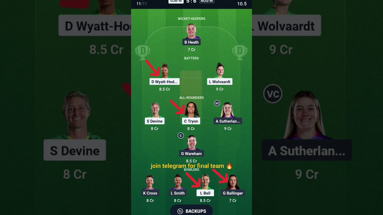 SOB-W vs NOS-W Dream11 Team Today | Southern Brave Women vs Northern Superchargers Women Dream11